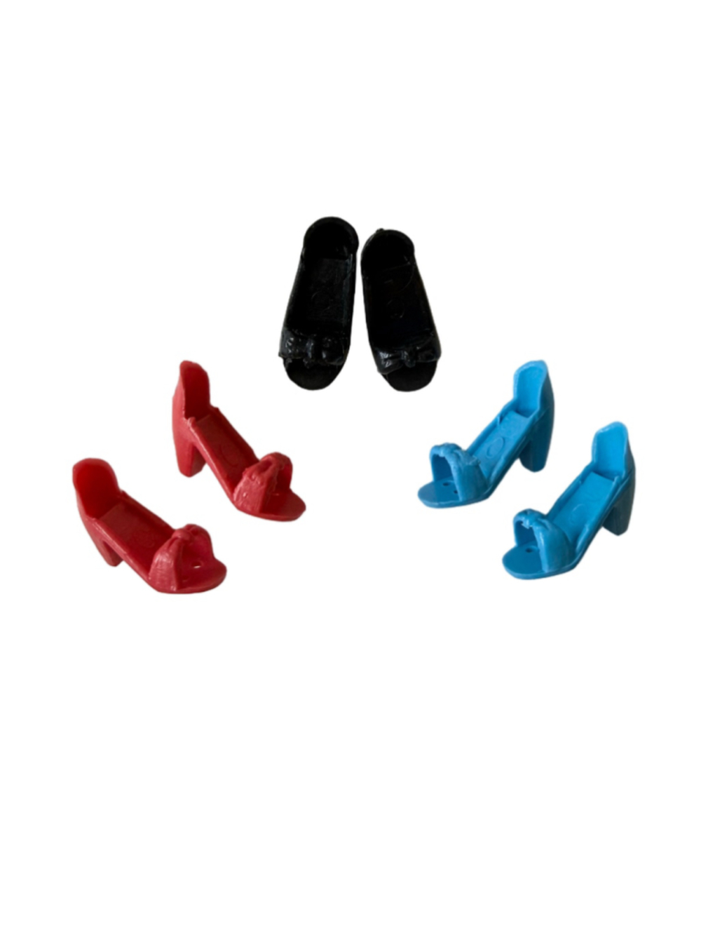 Vintage Barbie and Friends Clone Heels Hong Kong 3 pairs Black Red Blue